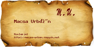 Macsa Urbán névjegykártya